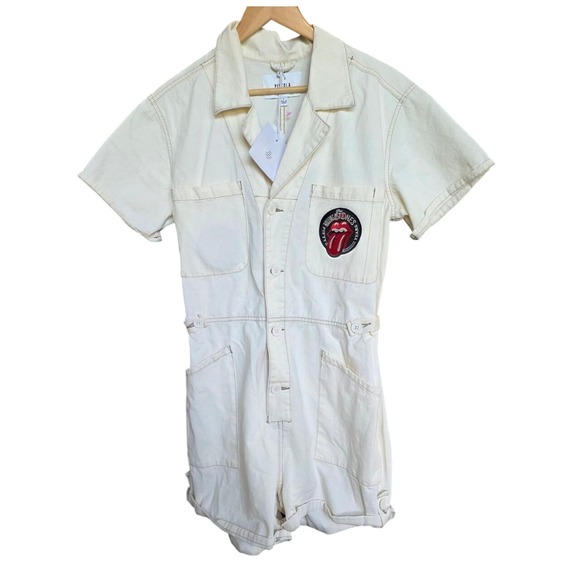 NWT Pistola Rolling Stones Parker Romper‎ Jumpsuit Womens Large OOAK Ecru - Picture 1 of 3